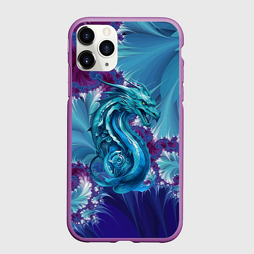Чехол iPhone 11 Pro матовый Dragon - irezumi - ai art / 3D-Фиолетовый – фото 1