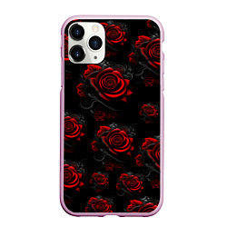 Чехол iPhone 11 Pro матовый Красные розы цветы, цвет: 3D-розовый