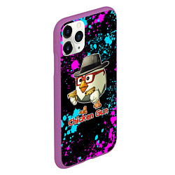 Чехол iPhone 11 Pro матовый Chicken gun - neon, цвет: 3D-фиолетовый — фото 2