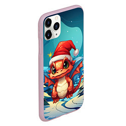 Чехол iPhone 11 Pro матовый Маленький новогодний милый дракошка 2024, цвет: 3D-розовый — фото 2
