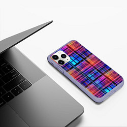 Чехол iPhone 11 Pro матовый Неоновый паттерн, цвет: 3D-светло-сиреневый — фото 2