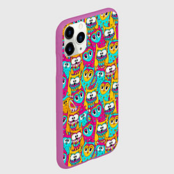 Чехол iPhone 11 Pro матовый Разноцветные совы, цвет: 3D-фиолетовый — фото 2