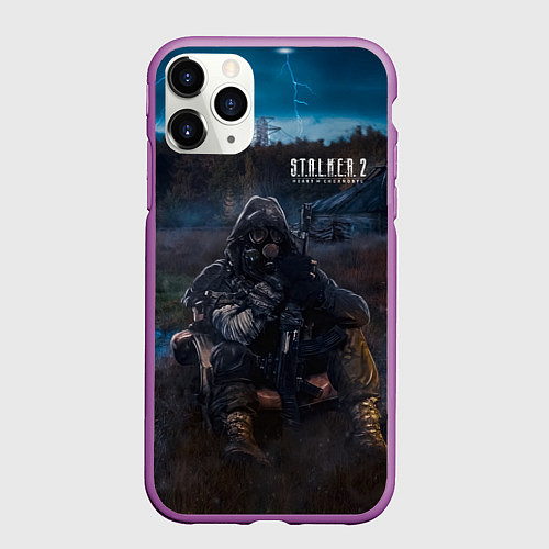 Чехол iPhone 11 Pro матовый STALKER 2 на привале / 3D-Фиолетовый – фото 1
