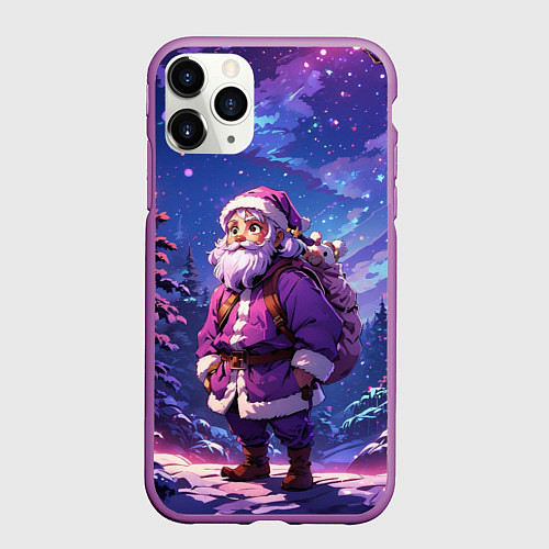 Чехол iPhone 11 Pro матовый Cartoon Santa / 3D-Фиолетовый – фото 1