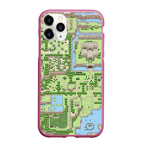 Чехол iPhone 11 Pro матовый Zelda: карта / 3D-Малиновый – фото 1