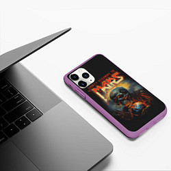 Чехол iPhone 11 Pro матовый Thirty seconds to mars skull, цвет: 3D-фиолетовый — фото 2