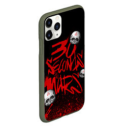 Чехол iPhone 11 Pro матовый Thirty seconds to mars skulls, цвет: 3D-темно-зеленый — фото 2