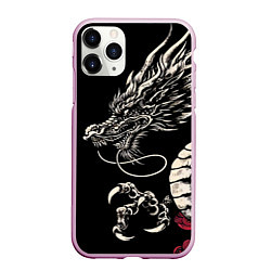 Чехол iPhone 11 Pro матовый Japanese dragon - irezumi - art, цвет: 3D-розовый