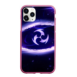 Чехол iPhone 11 Pro матовый Genshin Impact Raiden sign, цвет: 3D-малиновый