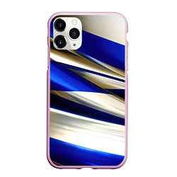 Чехол iPhone 11 Pro матовый Blue white abstract, цвет: 3D-розовый