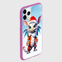 Чехол iPhone 11 Pro матовый Забавный новогодний дракончик, цвет: 3D-фиолетовый — фото 2