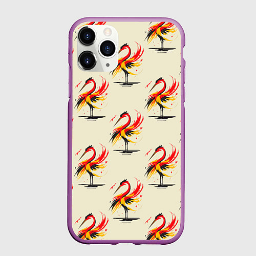 Чехол iPhone 11 Pro матовый Аист и пятна / 3D-Фиолетовый – фото 1