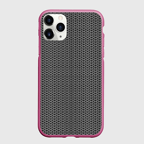 Чехол iPhone 11 Pro матовый Кованная металлическая кольчуга / 3D-Малиновый – фото 1