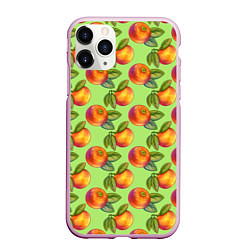 Чехол iPhone 11 Pro матовый Апельсинки с листьями
