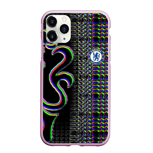 Чехол iPhone 11 Pro матовый Chelsea fc glitch / 3D-Розовый – фото 1