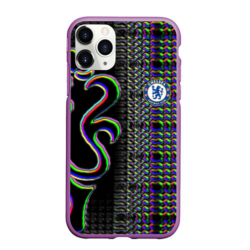 Чехол iPhone 11 Pro матовый Chelsea fc glitch / 3D-Фиолетовый – фото 1