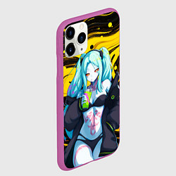 Чехол iPhone 11 Pro матовый Ребекка и Киберпанк, цвет: 3D-фиолетовый — фото 2
