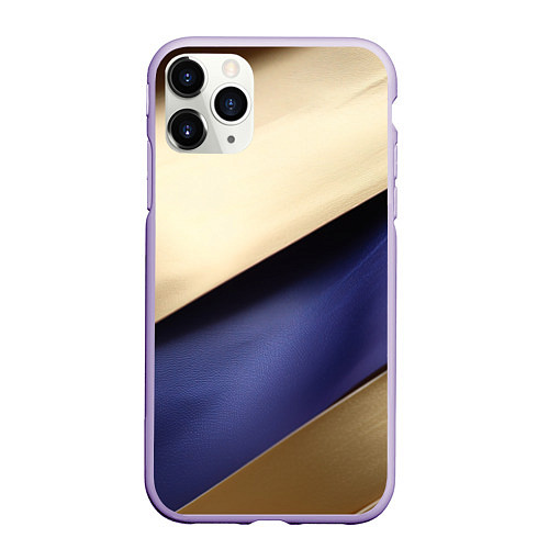 Чехол iPhone 11 Pro матовый Фиолетовая вставка на золотом фоне / 3D-Светло-сиреневый – фото 1