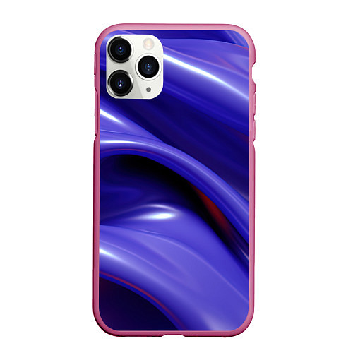 Чехол iPhone 11 Pro матовый Фиолетовые абстрактные волны / 3D-Малиновый – фото 1