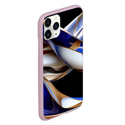 Чехол iPhone 11 Pro матовый Синие и белые волны абстракт, цвет: 3D-розовый — фото 2