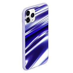 Чехол iPhone 11 Pro матовый Белая синяя абстракция волнами, цвет: 3D-светло-сиреневый — фото 2
