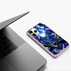 Чехол iPhone 11 Pro матовый Синяя и черная конструкция абстракция, цвет: 3D-розовый — фото 2