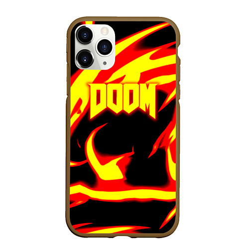 Чехол iPhone 11 Pro матовый Doom eternal fire storm / 3D-Коричневый – фото 1