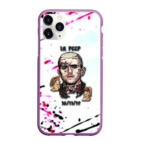 Чехол iPhone 11 Pro матовый Lil peep rap band / 3D-Фиолетовый – фото 1