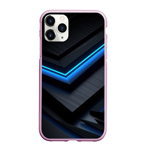 Чехол iPhone 11 Pro матовый Голубая абстракция / 3D-Розовый – фото 1