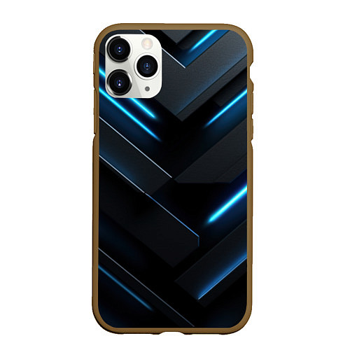 Чехол iPhone 11 Pro матовый Оттенки синего абстракт / 3D-Коричневый – фото 1