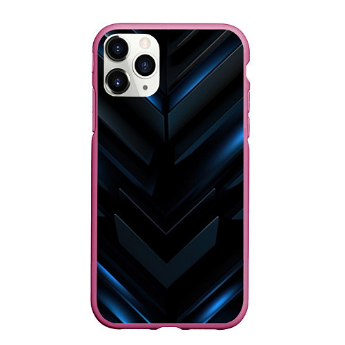 Чехол iPhone 11 Pro матовый Синий мир абстракции / 3D-Малиновый – фото 1