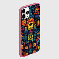 Чехол iPhone 11 Pro матовый Паттерн в мексиканском фолк-стиле, цвет: 3D-малиновый — фото 2