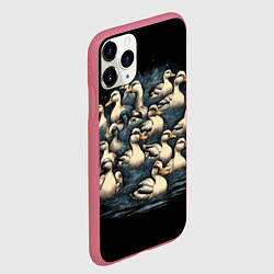 Чехол iPhone 11 Pro матовый Утки в пруду, цвет: 3D-малиновый — фото 2