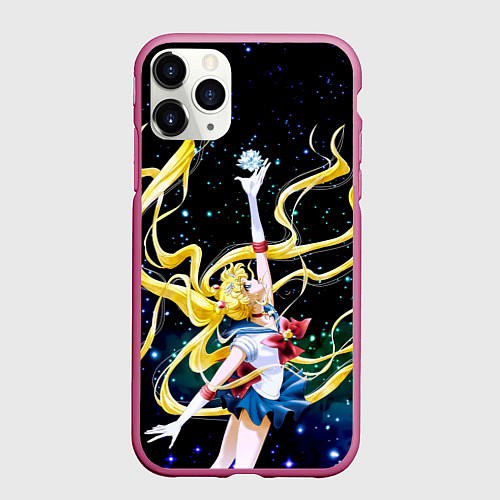 Чехол iPhone 11 Pro матовый Сейлор Мун - космос / 3D-Малиновый – фото 1