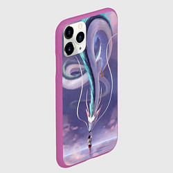 Чехол iPhone 11 Pro матовый Унесенные призраками- дракон и девочка, цвет: 3D-фиолетовый — фото 2