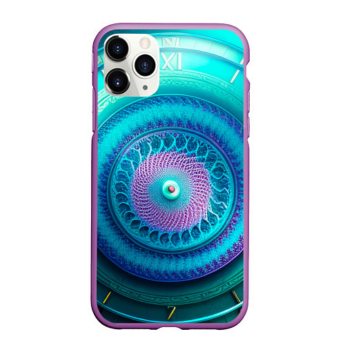 Чехол iPhone 11 Pro матовый Фрактальная абстракция 3 / 3D-Фиолетовый – фото 1