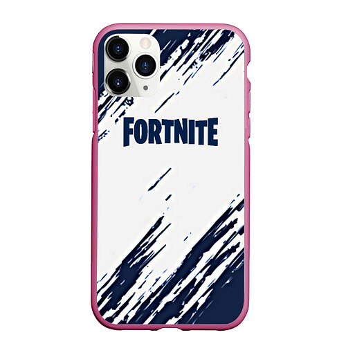 Чехол iPhone 11 Pro матовый Fortnite краски / 3D-Малиновый – фото 1