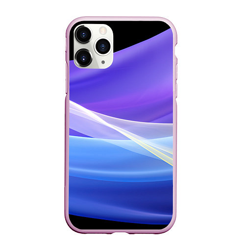 Чехол iPhone 11 Pro матовый Фиолетовая и голубая абстракция / 3D-Розовый – фото 1