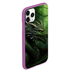 Чехол iPhone 11 Pro матовый Зеленый дракон символ 2024, цвет: 3D-фиолетовый — фото 2
