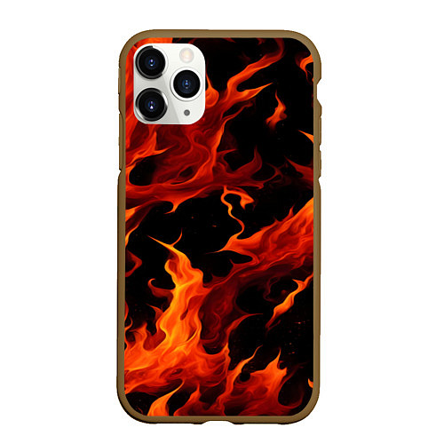 Чехол iPhone 11 Pro матовый Пламя в темноте / 3D-Коричневый – фото 1