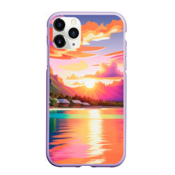Чехол iPhone 11 Pro матовый Закат на острове Бора Бора