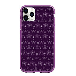 Чехол iPhone 11 Pro матовый Паттерн тёмно-сиреневый маленькие стилизованные цв, цвет: 3D-фиолетовый