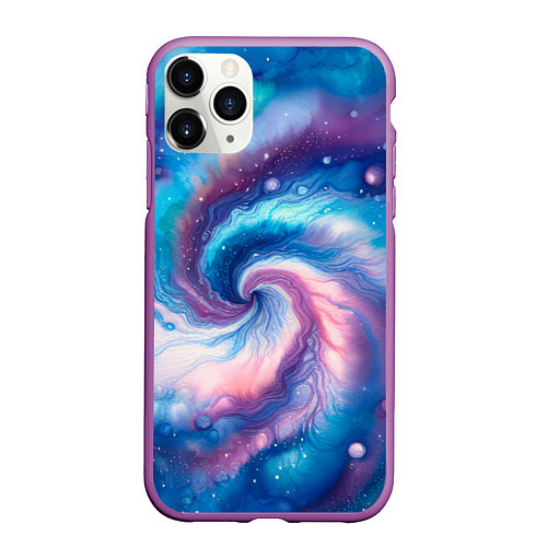 Чехол iPhone 11 Pro матовый Галактический тай-дай / 3D-Фиолетовый – фото 1