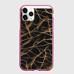 Чехол iPhone 11 Pro матовый Абстракция черное золото, цвет: 3D-малиновый