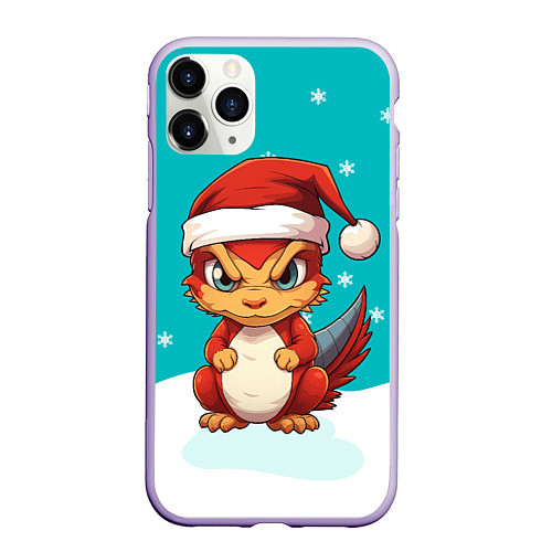 Чехол iPhone 11 Pro матовый Новогодний дракошка 2024 / 3D-Светло-сиреневый – фото 1