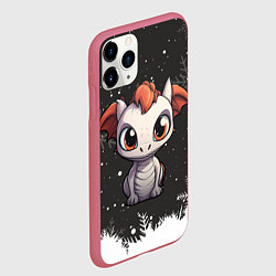 Чехол iPhone 11 Pro матовый Белый дракоша 2024, цвет: 3D-малиновый — фото 2
