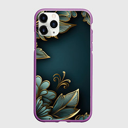 Чехол iPhone 11 Pro матовый Объемные узоры и листья, цвет: 3D-фиолетовый