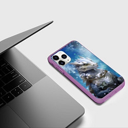 Чехол iPhone 11 Pro матовый Зимний дракон, цвет: 3D-фиолетовый — фото 2
