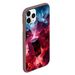 Чехол iPhone 11 Pro матовый Кубы в красном и фиолетовом дыме, цвет: 3D-коричневый — фото 2