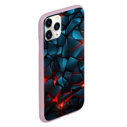 Чехол iPhone 11 Pro матовый Синие плиты с красным разломом, цвет: 3D-розовый — фото 2